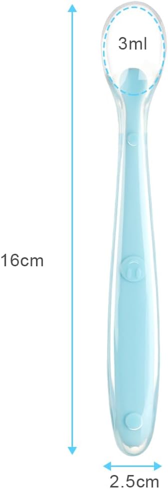 Vicloon Baby Silicone Spoons, 5 PCS Baby Training Feeding Spoons for First Stage 4 Months Toddlers, Infants Utensils Feeding Supplies, Soft Tip BPA Free Gum-Friendly Dishwasher Boil-Proof