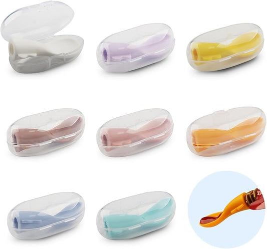 Universal Baby Food Pouch Spoon Attachment - 8 Pack, Silicone Baby Spoons for Pouches, Travel-Friendly Baby Food Squeeze Pouch Spoon