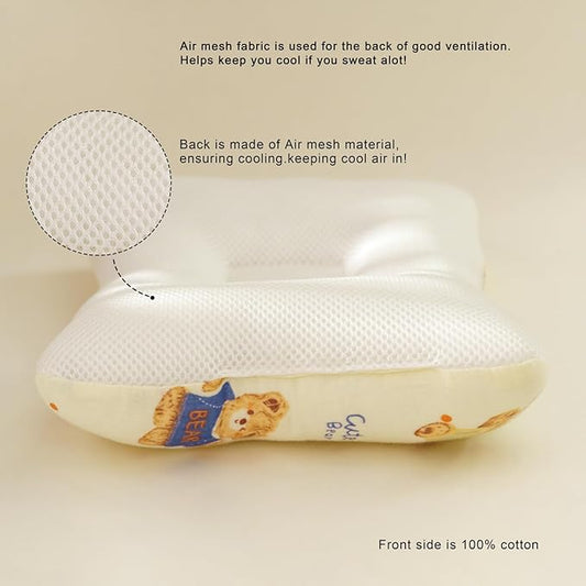 Unisex Pillow 13x9x2, Hypoallergenic Airmesh Breathable Cool 100% Cotton, Control Sweat, Ideal for Travel, Small, Car, Travel, MultiFunctual Small Decor Pillows (Teddy Design)