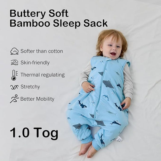 BubblePanda Rayon Made from Bamboo Toddler Sleep Sack with Feet 1.0 Tog Ultra Soft Toddler Sleeping Sack 3t-4t Sleep Bag Walker Quilted Wearable Blanket with Legs 2-Way Zipper Lightweight Extra Long