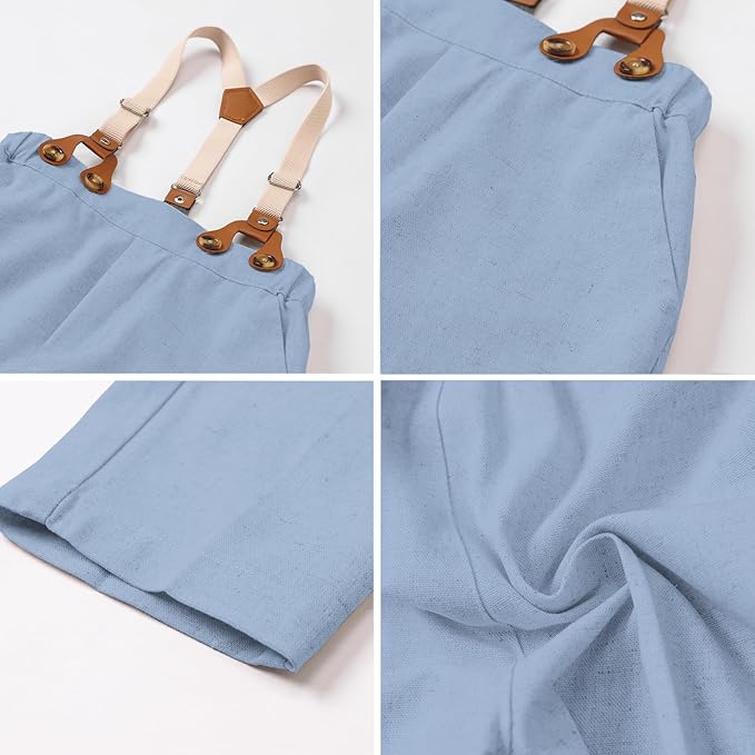 SANGTREE Boys Cotton Linen Suit Formal Set Baby Clothes Boy Gentleman Wedding Ring Bearer Outfits, 3 Months - 9 Years
