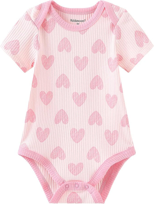 Kiddiezoom Newborn Baby Unisex Cotton One-Piece Bodysuits Baby Gift 5-Pack Baby Clothes