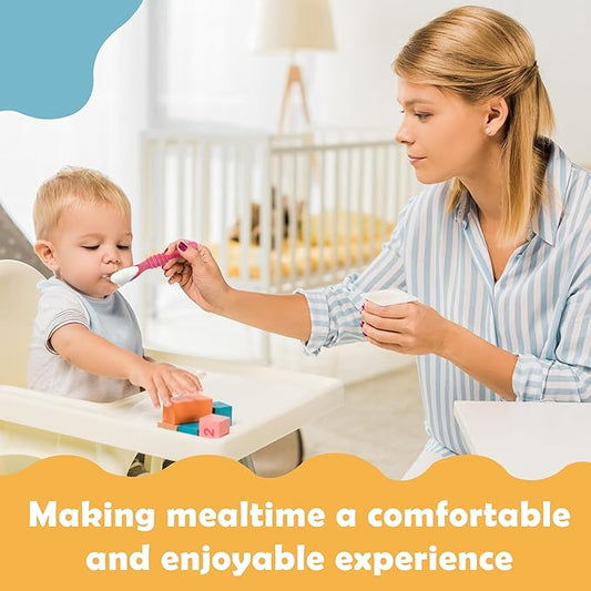 Baby Spoons Self Feeding 6 Months, 8 Pcs Safe Food Grade Silicone Baby Led Weaning Spoons Set with Moderate Depth, Easy-Grip Handle, and Soft Texture, Easy to Clean, Gentle on Gums