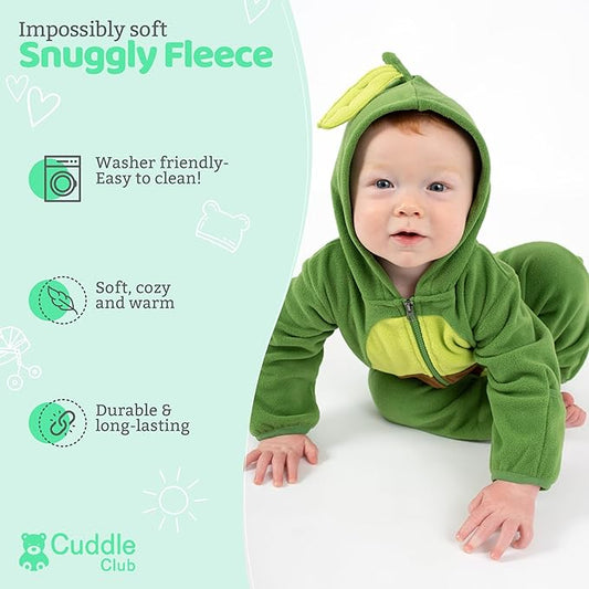 Cuddle Club Fleece Baby Bunting Bodysuit with Hood, Convertible Mittens & Booties, Car Seat Friendly, Soft & Warm, Easy Zip