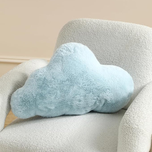 YRXRUS Cloud Pillows, Blue Cloud Shaped Pillow, Decorative Throw Pillow Gifts, Cute Plush Room Decor, Fluffy Faux Rabbit Fur 9.5"x16" Pillows for Living Bedroom Kids Room