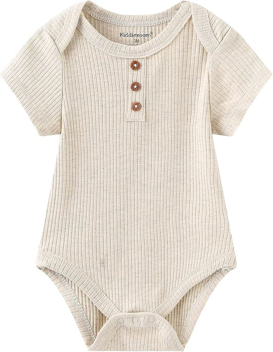 Kiddiezoom Newborn Baby Unisex Cotton One-Piece Bodysuits Baby Gift 5-Pack Baby Clothes