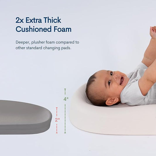 Upseat Baby Changing Pad, Non-Slip Grippy Design, Premium Cushioned Foam, Contoured for Comfort, Waterproof and Easy-to-Clean, Liquid-Resistant (Coconut)
