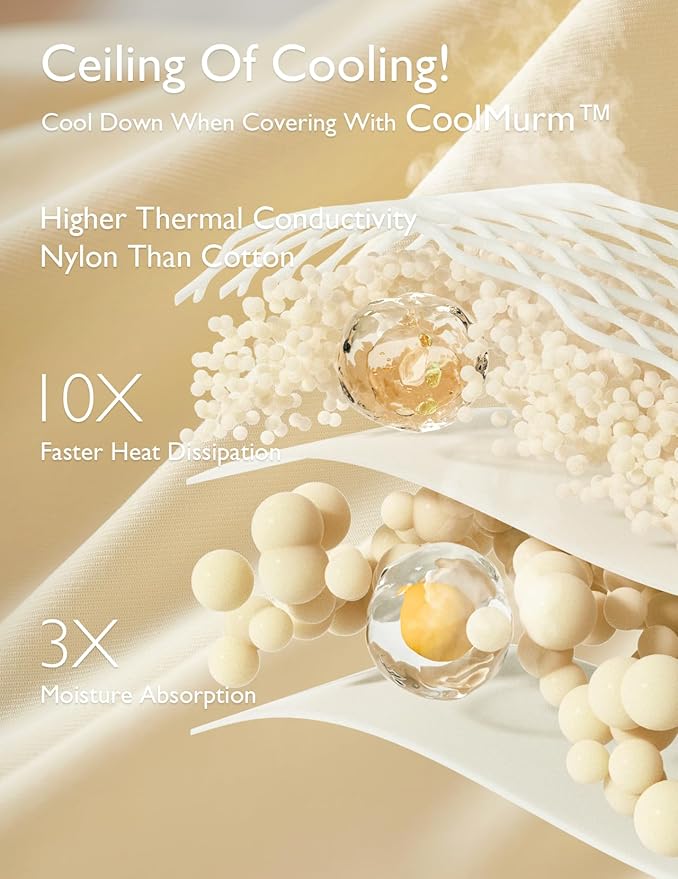 Momcozy Life CoolMurm Cooling Comforter for Hot Sleepers, Full/Queen 90"x90" Soft Breathable Pregnancy Cooling Blanket, 3-Second Cooling, 8 Hours+ Stay Cool All Night, Beige Yellow