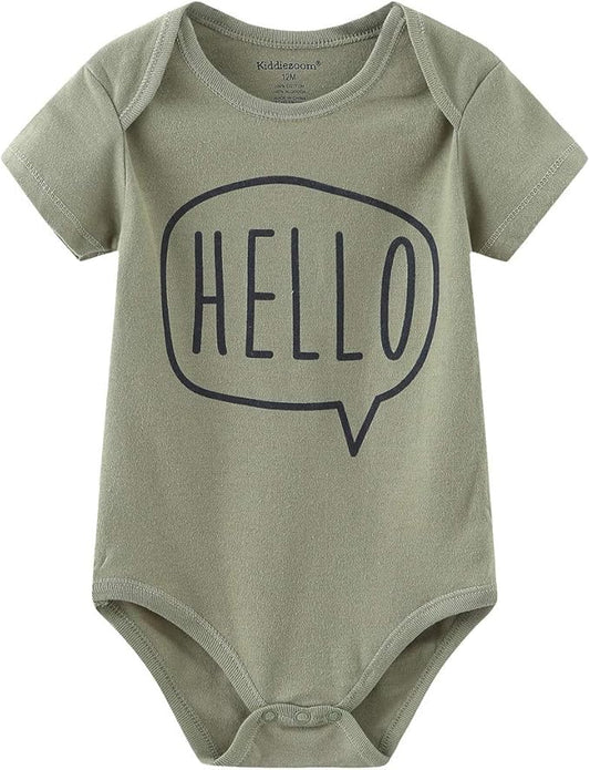 Kiddiezoom Newborn Baby Unisex Cotton One-Piece Bodysuits Baby Gift 5-Pack Baby Clothes
