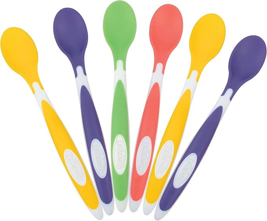 Dr. Brown's Soft-Tip Toddler Spoons with Long Handle for Baby-Led Weaning, BPA Free (Pack of 6)