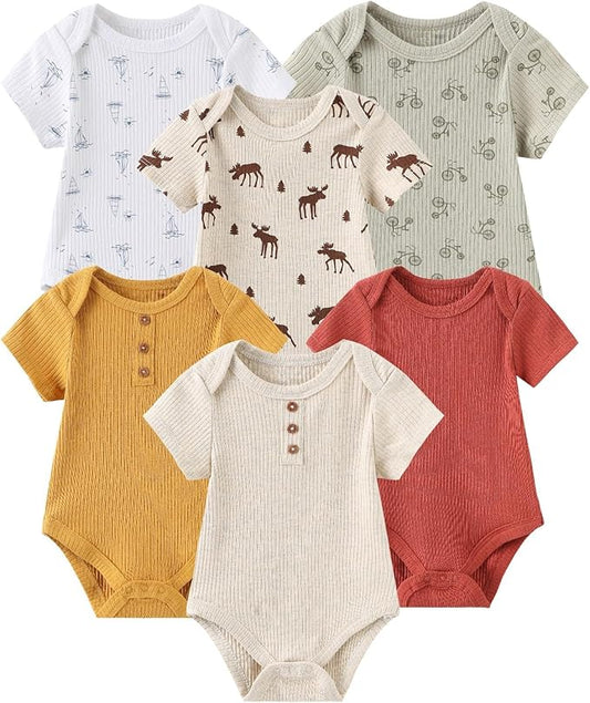 Fashion Baby Boy Girl Bodysuits 6-Pack Casual Cotton Soft Infants Outfit New born Clothes