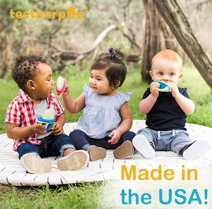 Teetherpop Fillable Silicone Teether for Babies – Breastmilk Popsicle Molds for Teething with Spill-Proof Sippy Slits – Freezable Baby Teethers for Liquids & Purées - Cooling Teething Relief LimonTeal